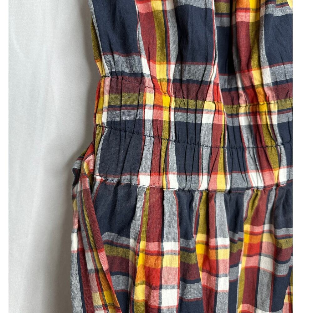 Kopal Heera Midi High Neck Halter Dress in Navy Plaid Madras Check NEW - Picture 5 of 10